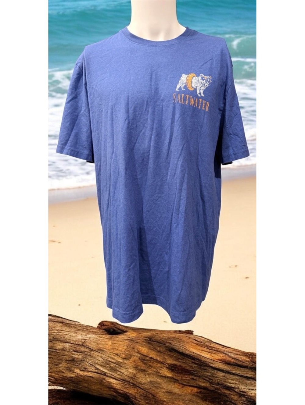 Izod Saltwater Bulldog Island Vibea Blue Graphic T-Shirt XL